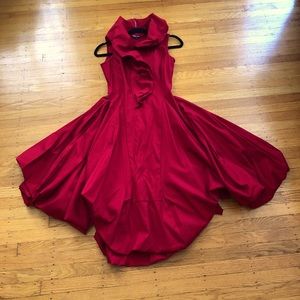 Stunning designer, cranberry red bubble dress, wired collar, XS (fits like S)